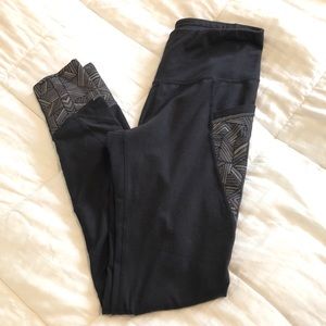 Athleta Leggings black and tribal print